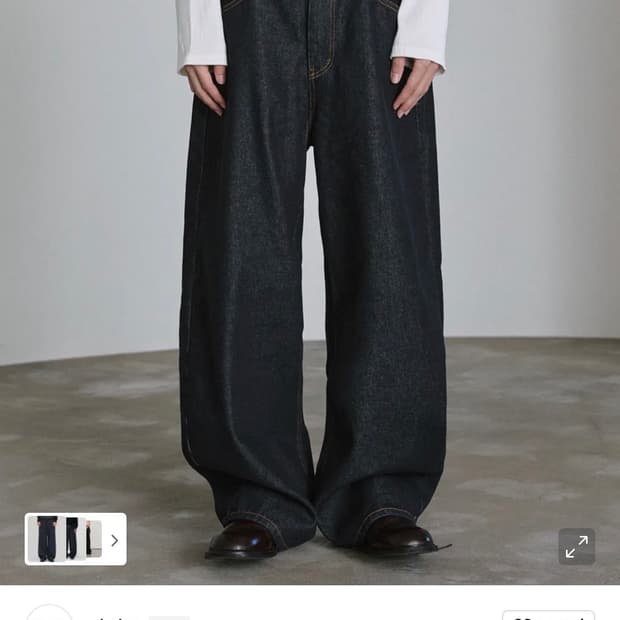 논페이드 생지 커브드 데님 - 딥블루