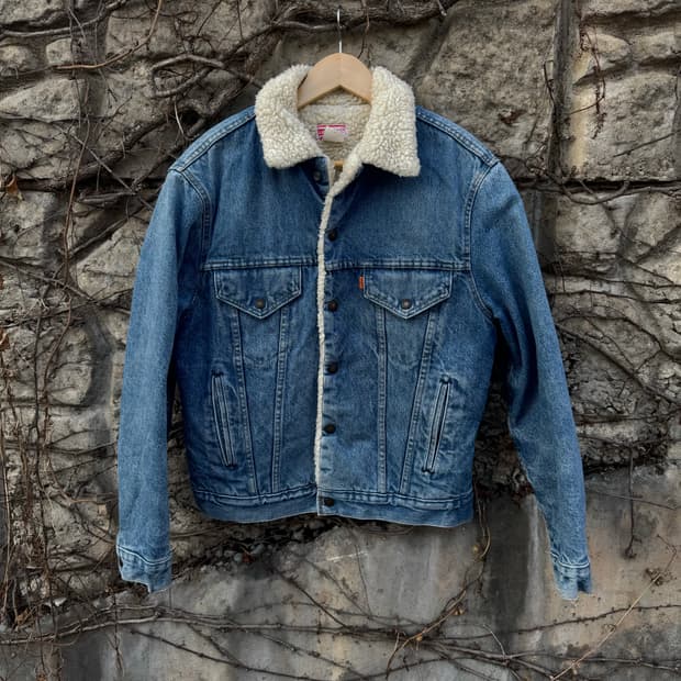 80s 리바이스 빈티지 오렌지탭 쉐르파 데님 트러커 자켓 웨스턴
