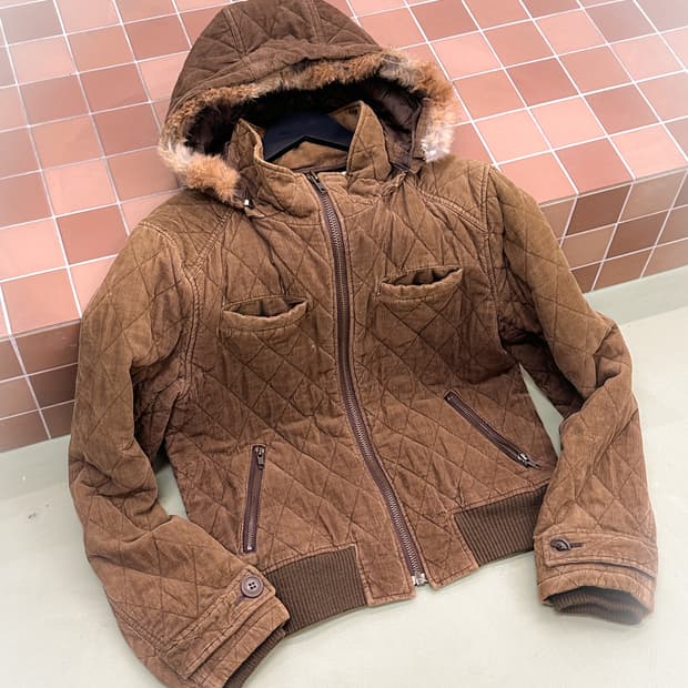 brown corduroy quilted hd jacket