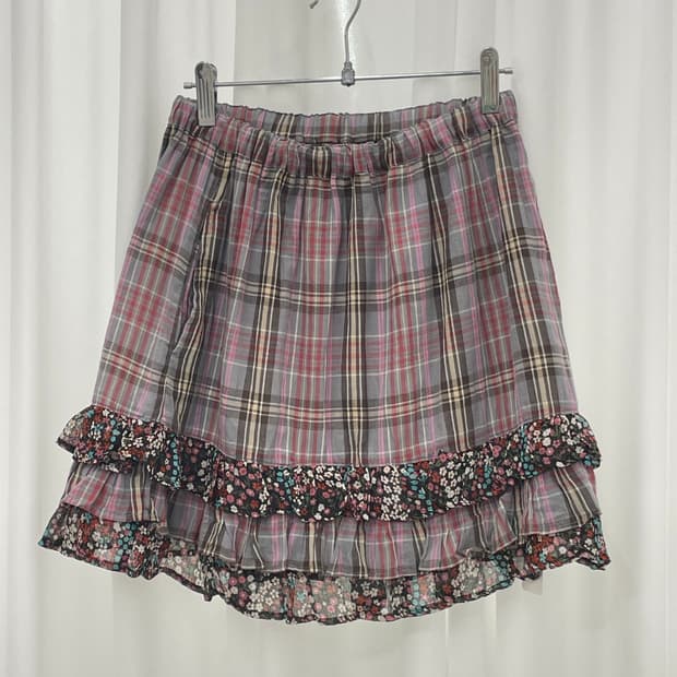 check pattern mini skirt