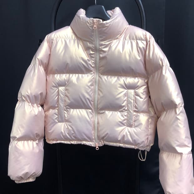 라퍼지포우먼 라퍼지스토어 글로시 크롭 푸퍼 패딩 핑크