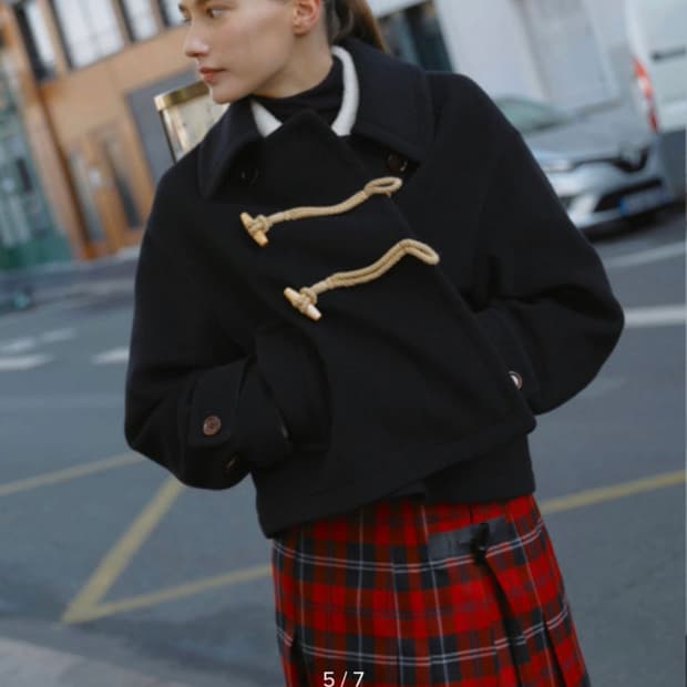 a.t.corner 캐시미어 토글 크롭 코트