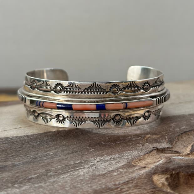 네이티브아메리칸 인디언주얼리 나바호 Rick tolino 인레이 커프