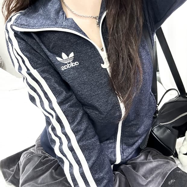 아디다스 빅로고 데님 파이어버드 져지