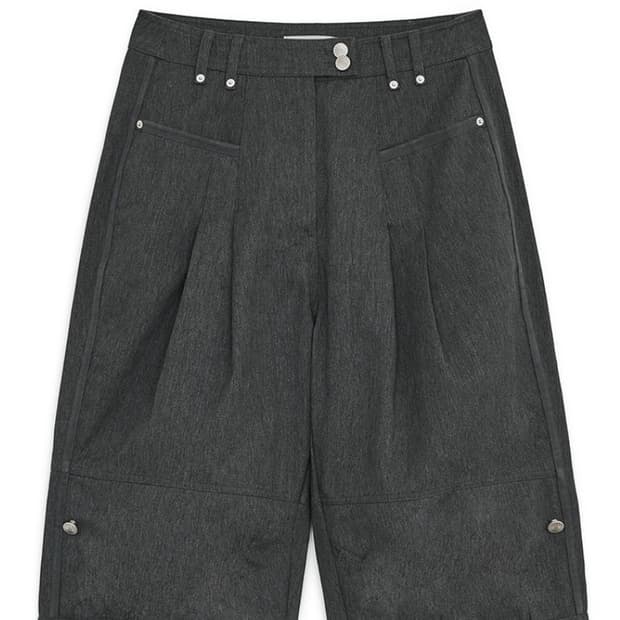 Balloon pintuck capri pants (Charcoal)