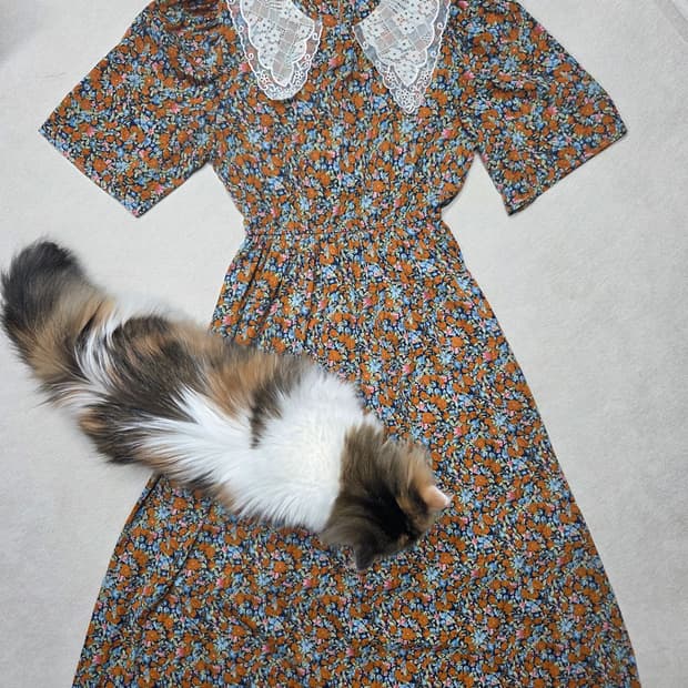 빈티지 레이스 카라 플라워 원피스