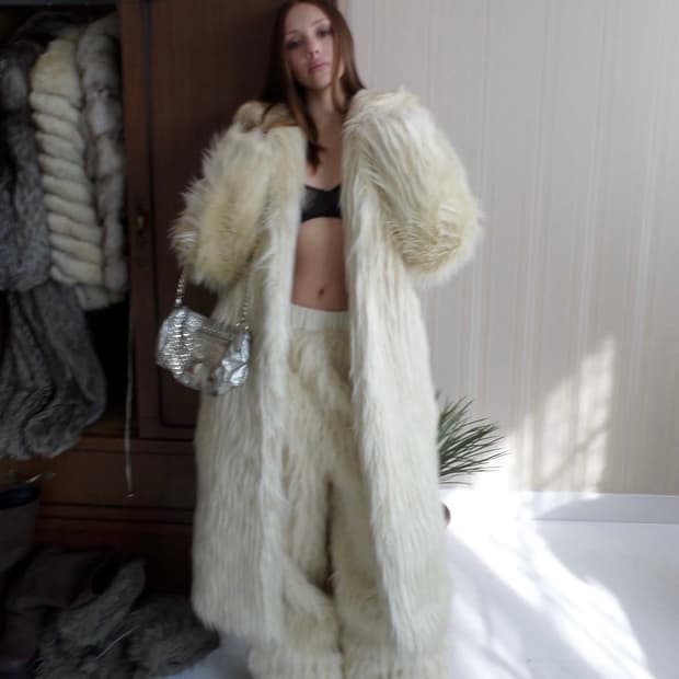 Fur jacket coat long