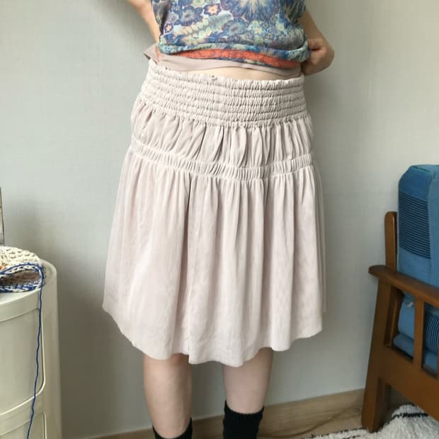 shirring light pink sha- skirt