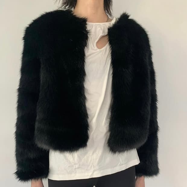 코스모스 크롭 퍼 자켓