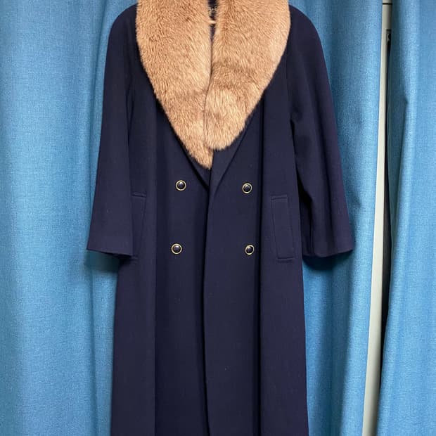 폭스 퍼 캐시미어 롱코트