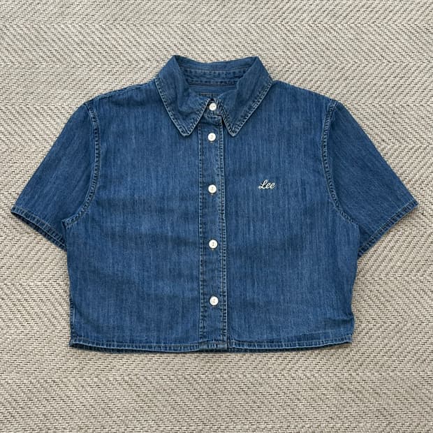 리 크롭 데님 셔츠 r3447