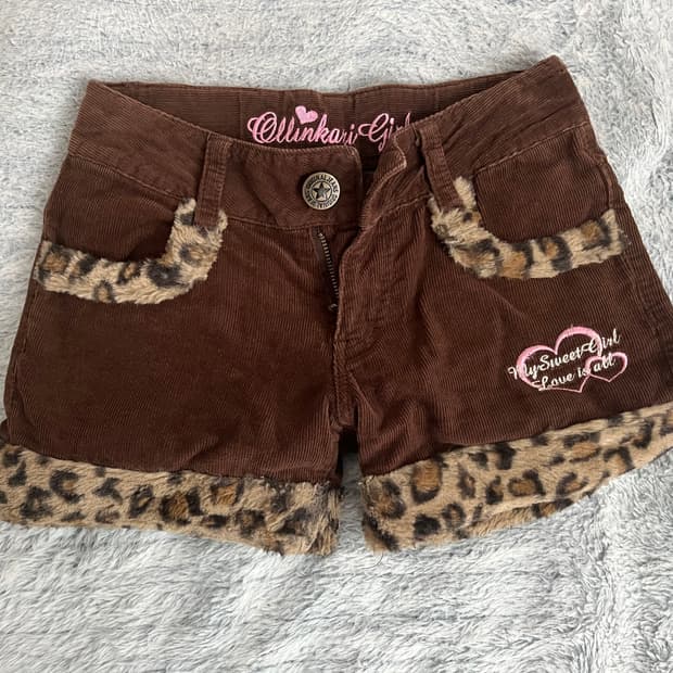 오네갸루 레오파드 호피 포인트 숏팬츠