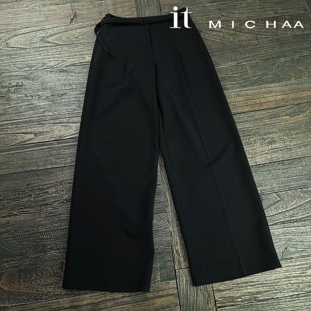 [잇미샤] 22 F/W 벨티드 와이드 슬랙스 블랙 M19491