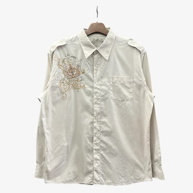 USA VINTAGE 웨스턴 긴팔 셔츠 원포켓 자수 디테일 화이트