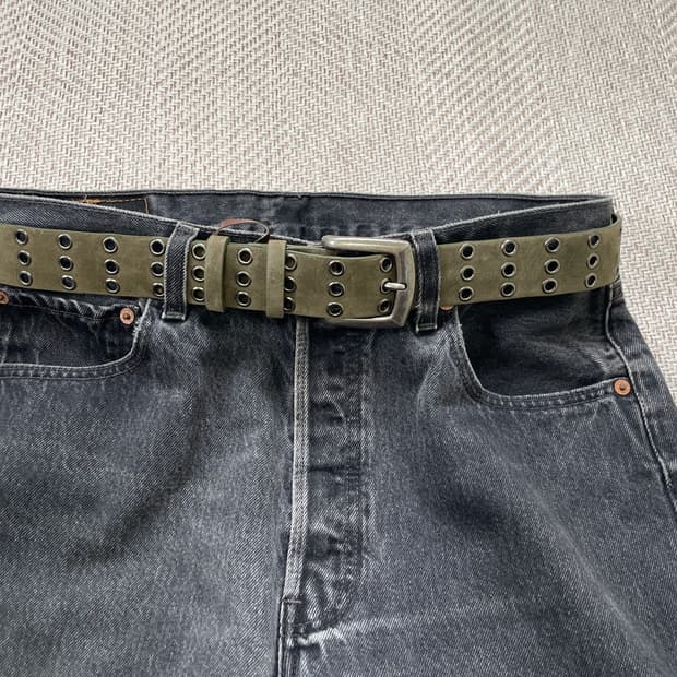 빈티지 아일렛 스웨이드 레더 벨트 