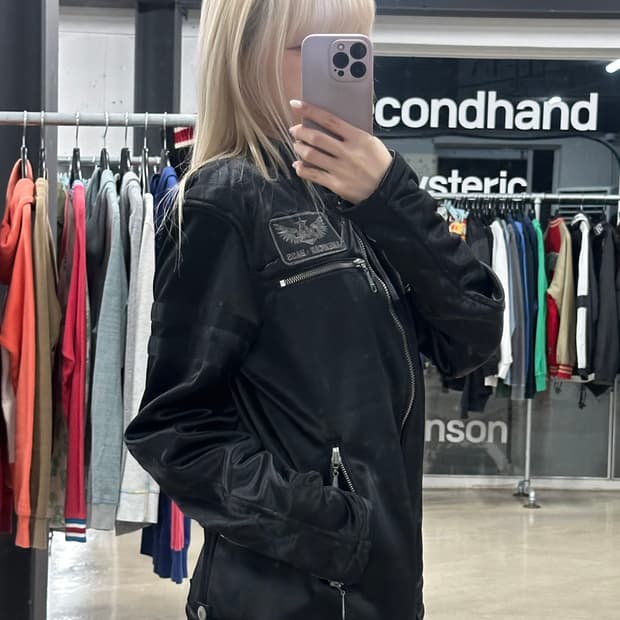 벤슨 스컬자수 넥버클 레이싱 자켓 