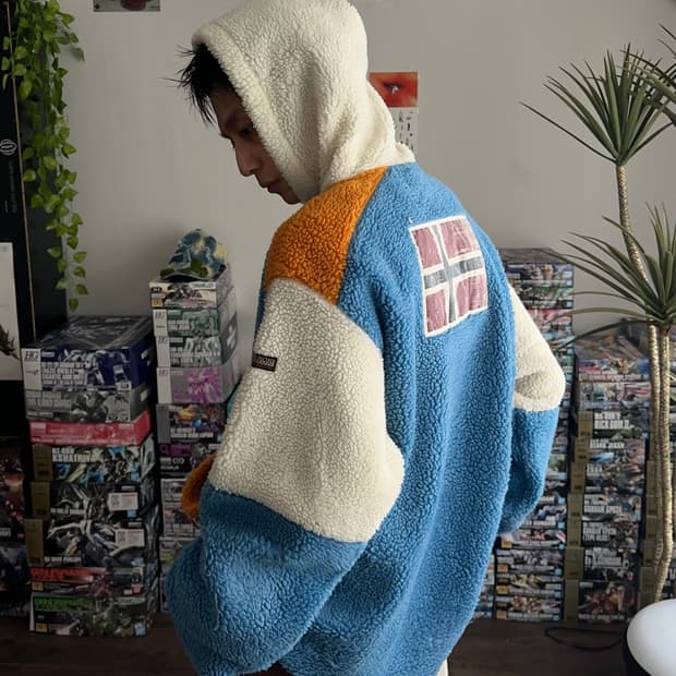 Napapijri 오버 컬러 플리스 후드집업