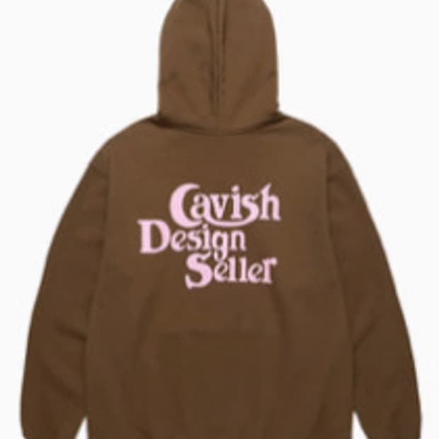 카비시 셀러 로고 후드티 브라운