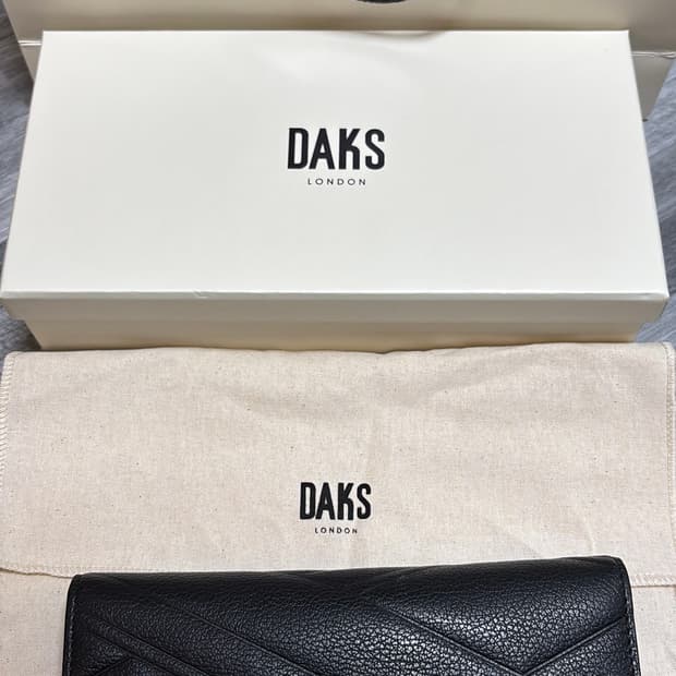 닥스 블랙 퀄팅 소가죽 장지갑 풀세트