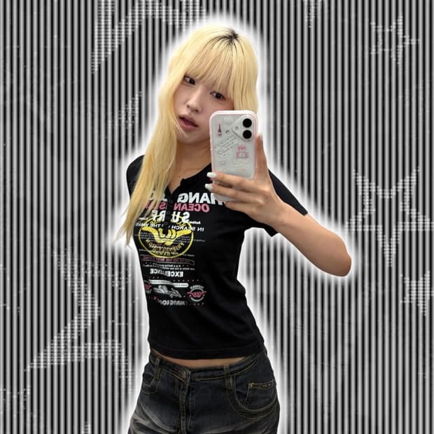 y2k 글리터 프린팅 반팔티