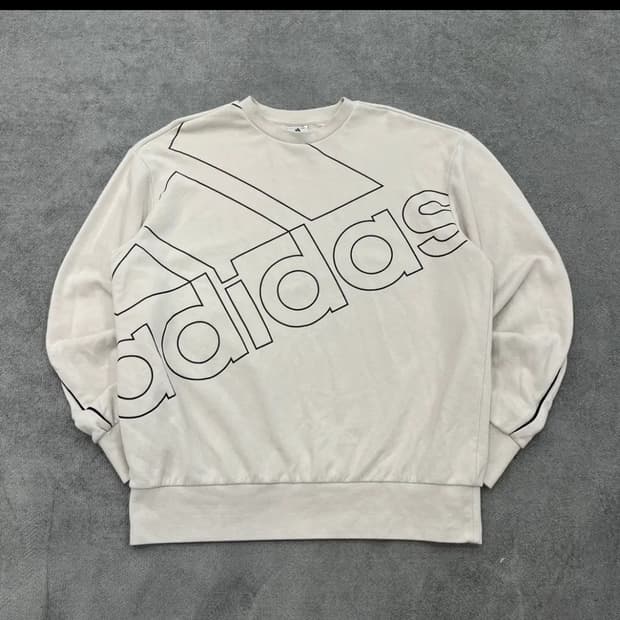 M 아디다스 빅 로고 맨투맨 아이보리