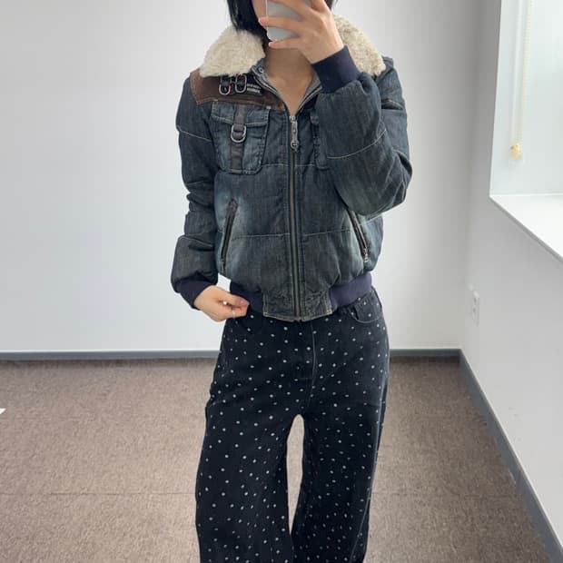 Fubu 후부 데님 하이넥 패딩