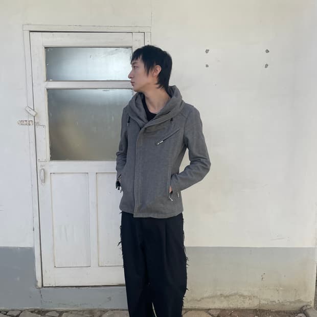 2000s 캐서린 햄넷 비대칭 후드 자켓