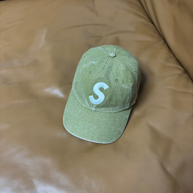 Supreme 슈프림 피그먼트 워시드 탄 S로고 6패널 볼캡 모자