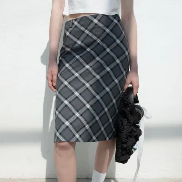 디망쉬 체크 스커트 