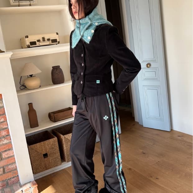 헤레틱 체크 트레이닝 팬츠 블랙