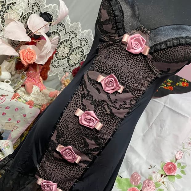 히메갸루 오네 섹시 란제리 핑크 호피 갸루 장미 슬립원피스