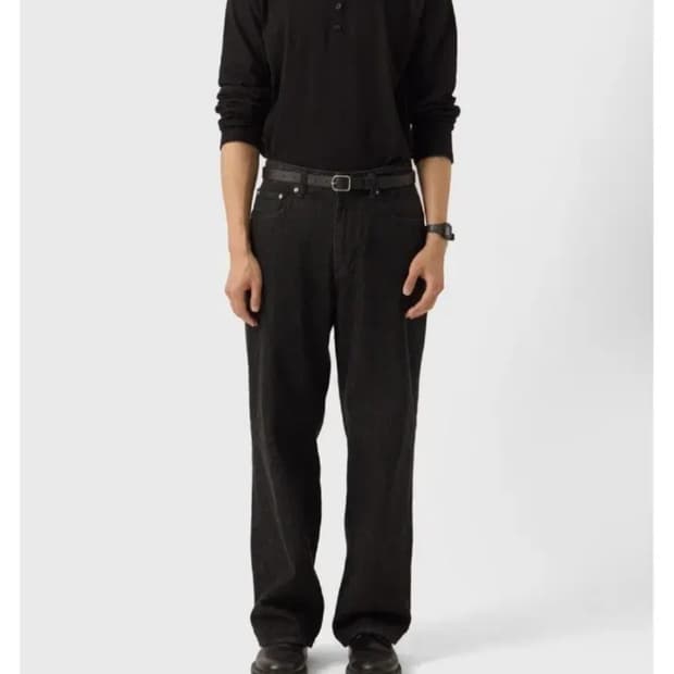 [L] 유스 straight denim pants 워시드 블랙