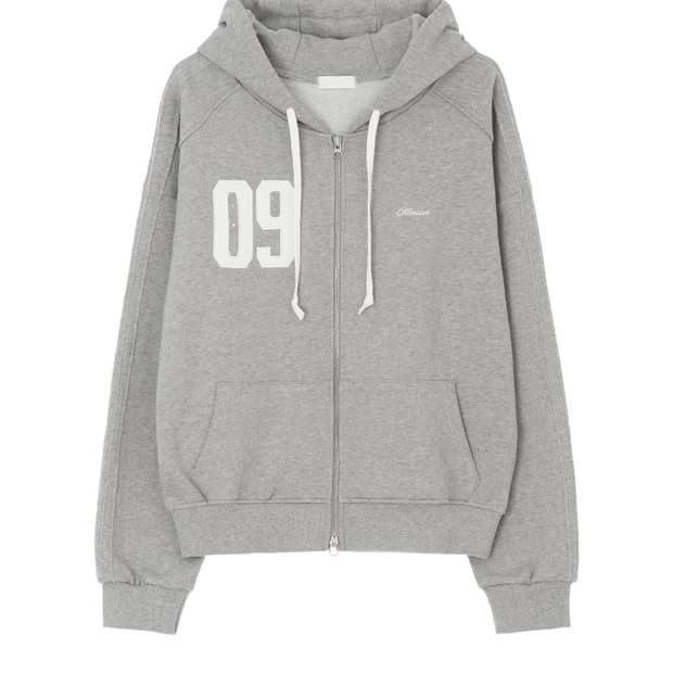 클리시어 09 넘버링 그레이 후드집업