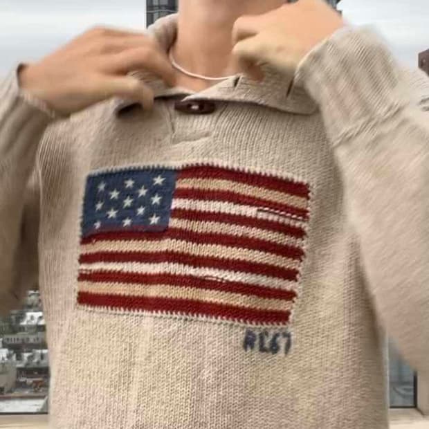 폴로 랄프로렌 성조기 떡볶이 니트 XL