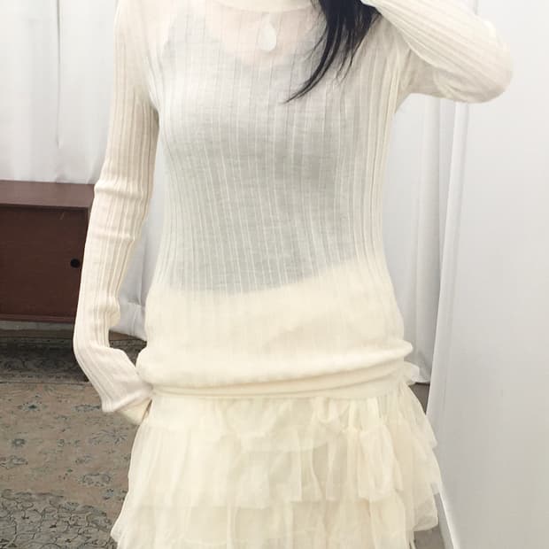 아이보리 골지 니트