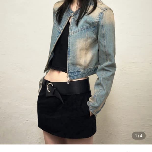 새상품) 아워데이즈 OURDAYZ 페이디드 바이커 데님 자켓 M