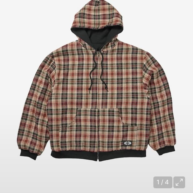 Reversible Hoodie Zip-Up Check red