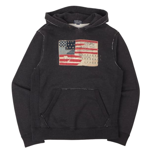 폴로진스 컴퍼니 성조기 챠콜 스웻 후드티