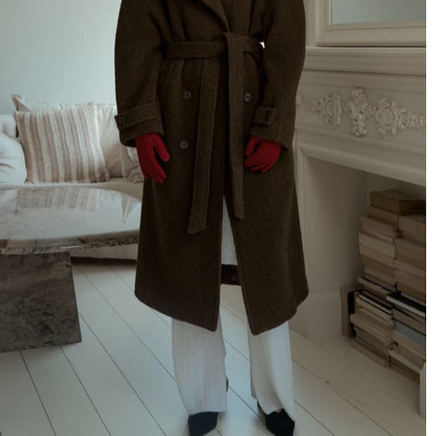 오버듀플레어 ALPACA BELTED DOUBLE COAT_BROWN