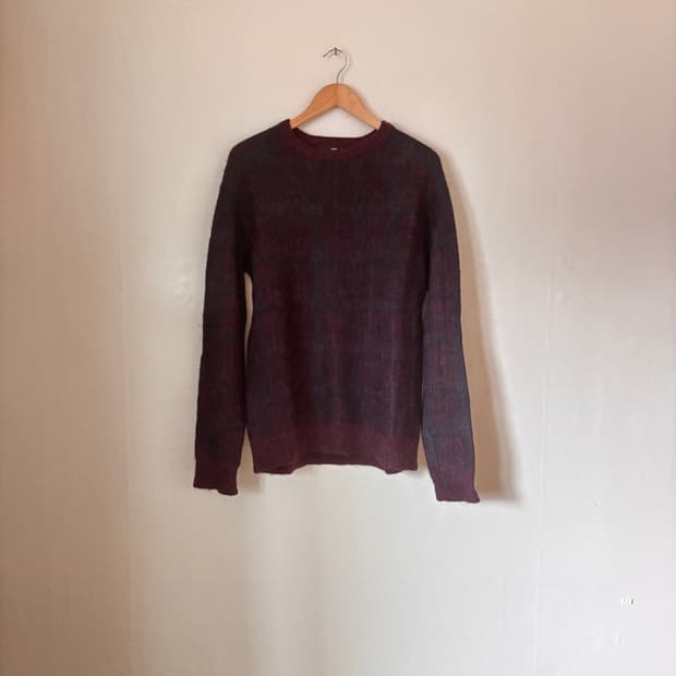 시스템 95 울니트 알파카 모헤어 클래식 체크 버건디 