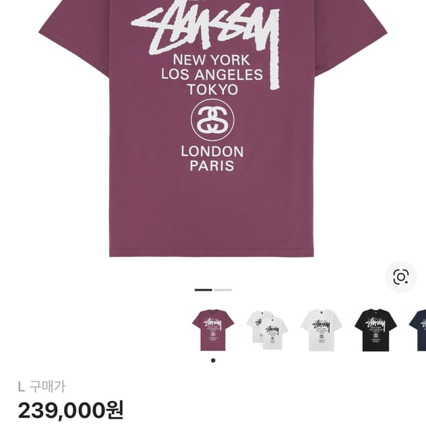 스투시 월드투어 베리 2024 L사이즈