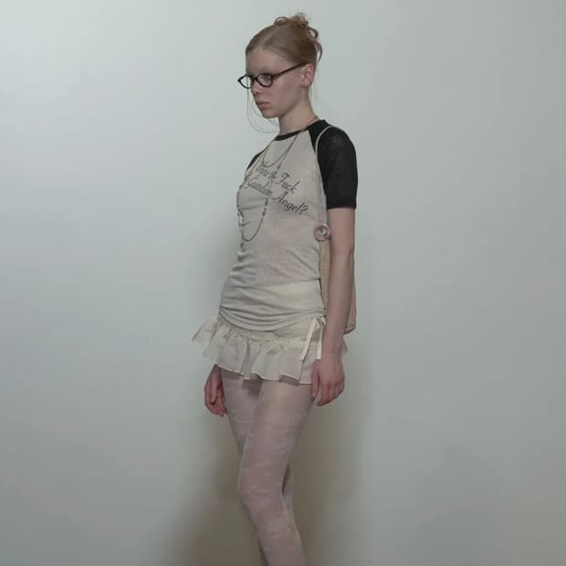 Peekaboo Micro Sheer Skirt Raw Ivory