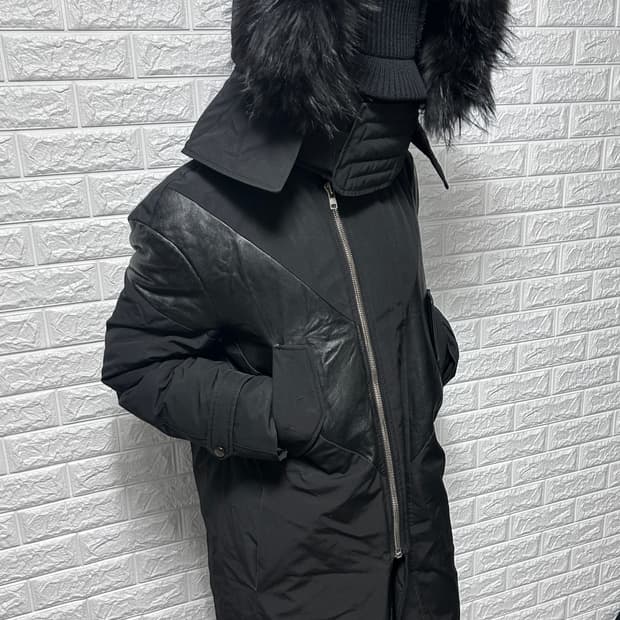 시스템 사무라이 후드 레더 패디드 자켓