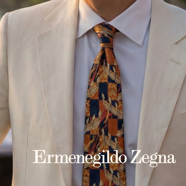 제냐 실크 네이비 아트 그래픽 넥타이 9.6cm A+등급 K1661
