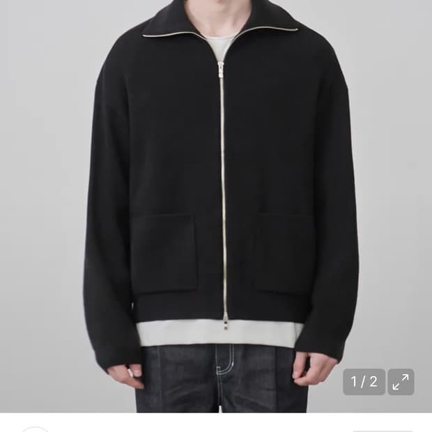 (새상품)(M) 드로우핏 오버사이즈 PBT 투웨이 풀집업 니트 BLACK