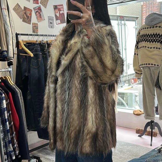 USA 엠바 브라운 믹스컬러 사가폭스 퍼자켓M-L