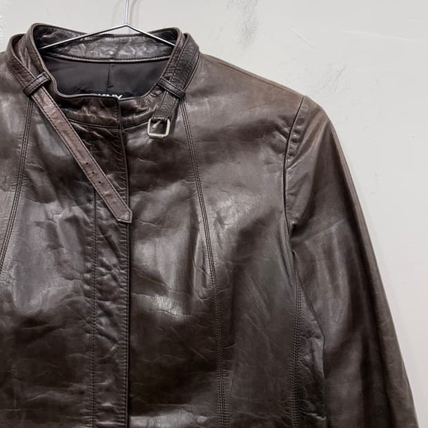 도나카란 카우하이드 차이나카라 숏레더자켓