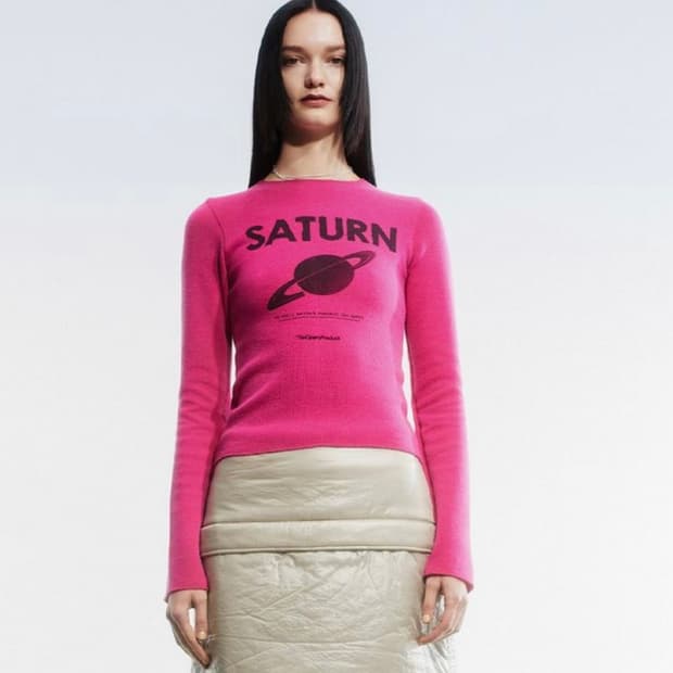 더오픈프로덕트 세턴 피티드 탑 핑크