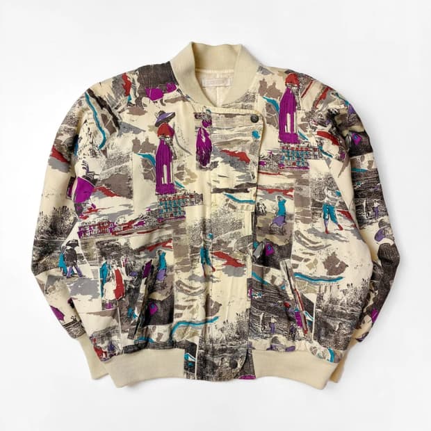 CORDIER 90's 재팬 패턴 블루종 크롭 자켓 PN5625