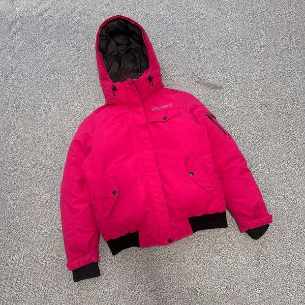 디스커버리 핑크 숏 패딩